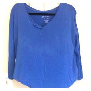 Light Blue Button Long Sleeve T shirt